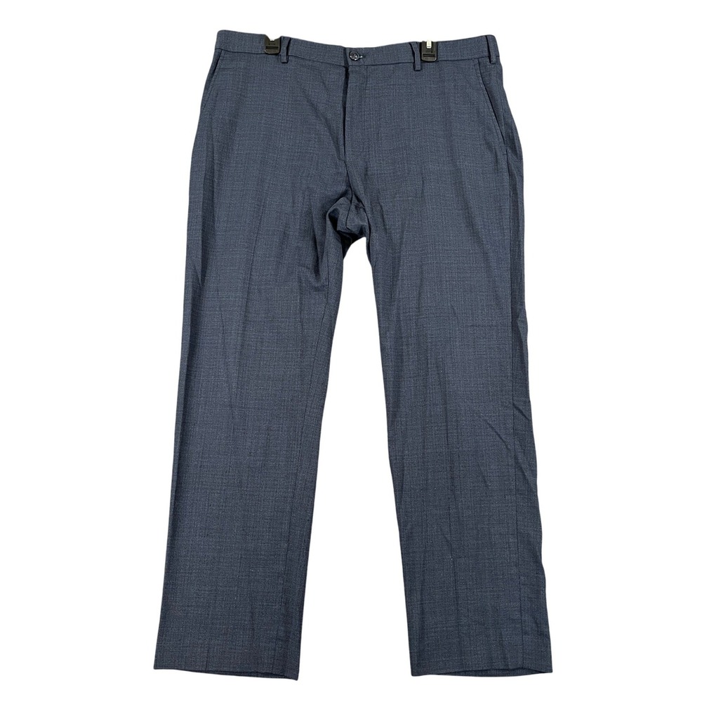 Hart Schaffner Marx Dress Pants Mens 40x30 Blue Wool Blend Flat Front Business